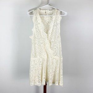 Free People Lace Cream Top Size Small Sheer Floral